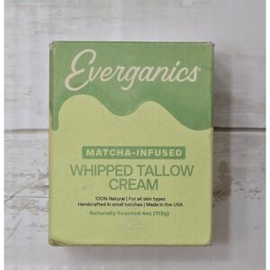 Everganics Matcha Infused Whipped Tallow Cream 4oz 100% Natural Skincare New